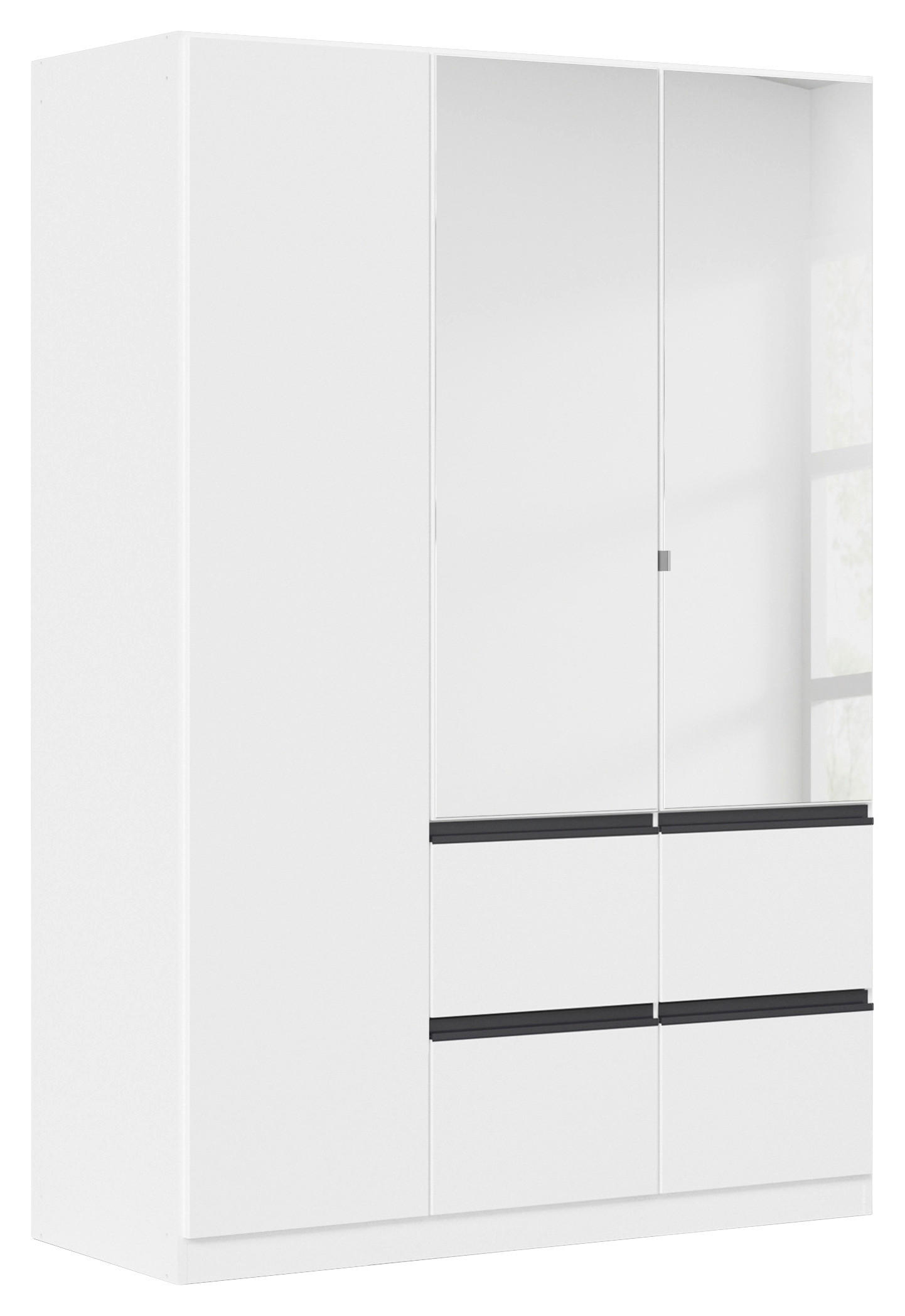 KLEIDERSCHRANK Weiss, Dunkelgrau  - Weiss/Dunkelgrau, Trend, Glas/Holzwerkstoff (136/197/54cm) - Xora