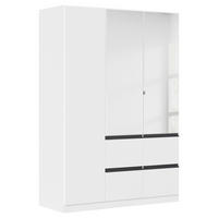 KLEIDERSCHRANK Weiß, Dunkelgrau 3 Tür(en)  - Dunkelgrau/Weiß, Trend, Glas/Holzwerkstoff (136/197/54cm) - Xora