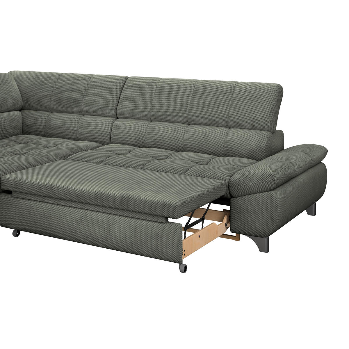 ECKSOFA Grün Chenille  - Chromfarben/Grün, KONVENTIONELL, Textil/Metall (234/312cm) - Livetastic
