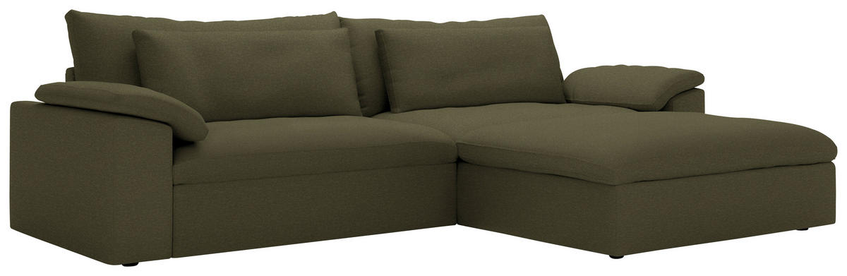 ECKSOFA  Chenille Grün  - Schwarz/Grün, Modern, Kunststoff/Textil (306/198cm) - Carryhome