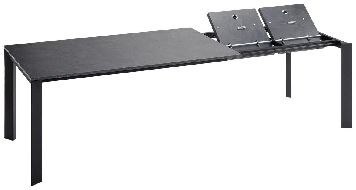 ESSTISCH in Metall, Holzwerkstoff 160-250/90/75 cm  - Schieferfarben/Schwarz, Design, Holzwerkstoff/Metall (160-250/90/75cm) - Novel