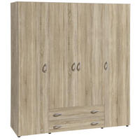 DREHTÜRENSCHRANK 161/176/53 cm 4-türig Eichefarben  - Eichefarben/Alufarben, KONVENTIONELL, Holzwerkstoff/Kunststoff (161/176/53cm) - P & B