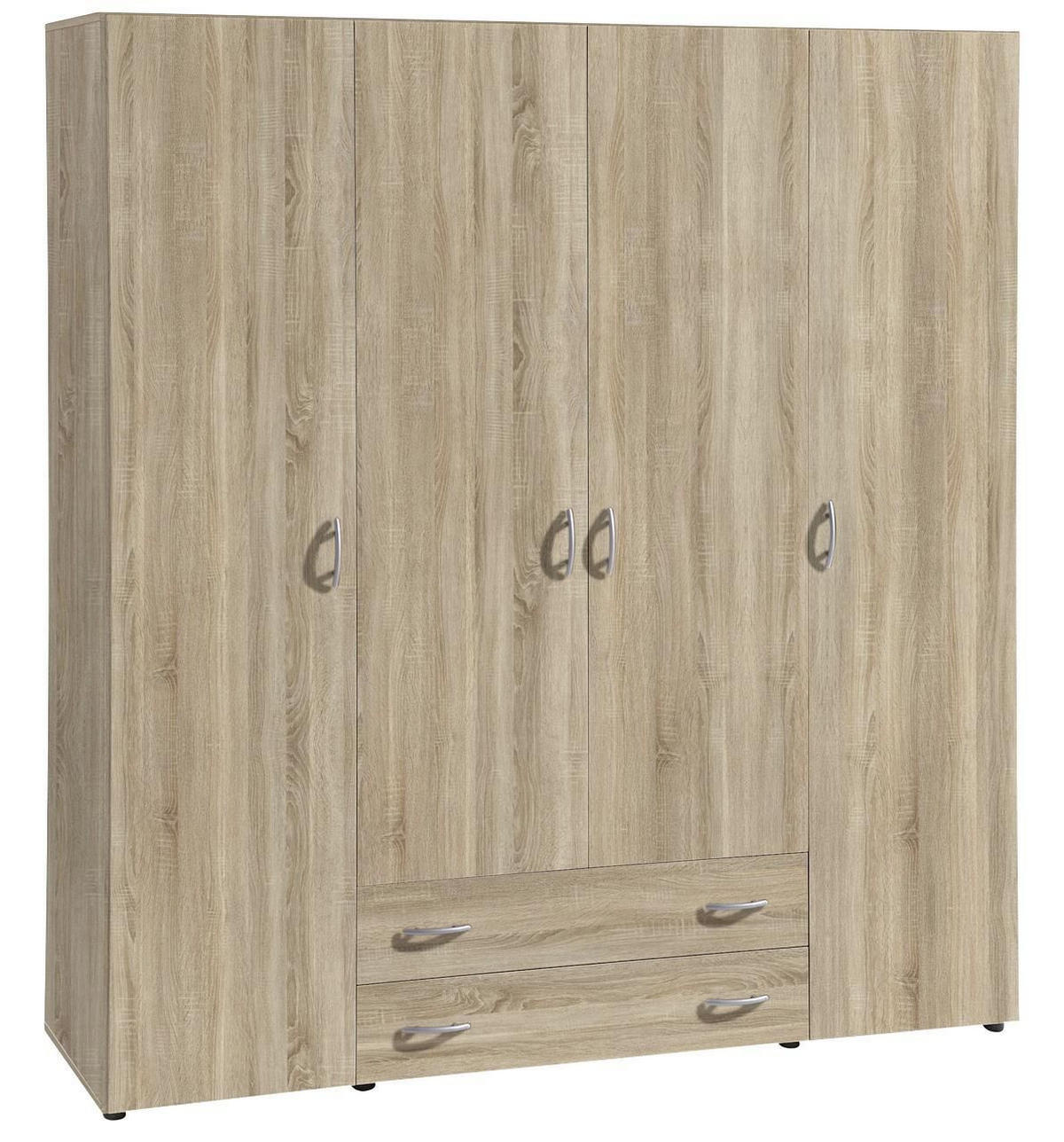 DREHTÜRENSCHRANK 161/176/53 cm 4-türig Eichefarben  - Eichefarben/Alufarben, KONVENTIONELL, Holzwerkstoff/Kunststoff (161/176/53cm) - P & B