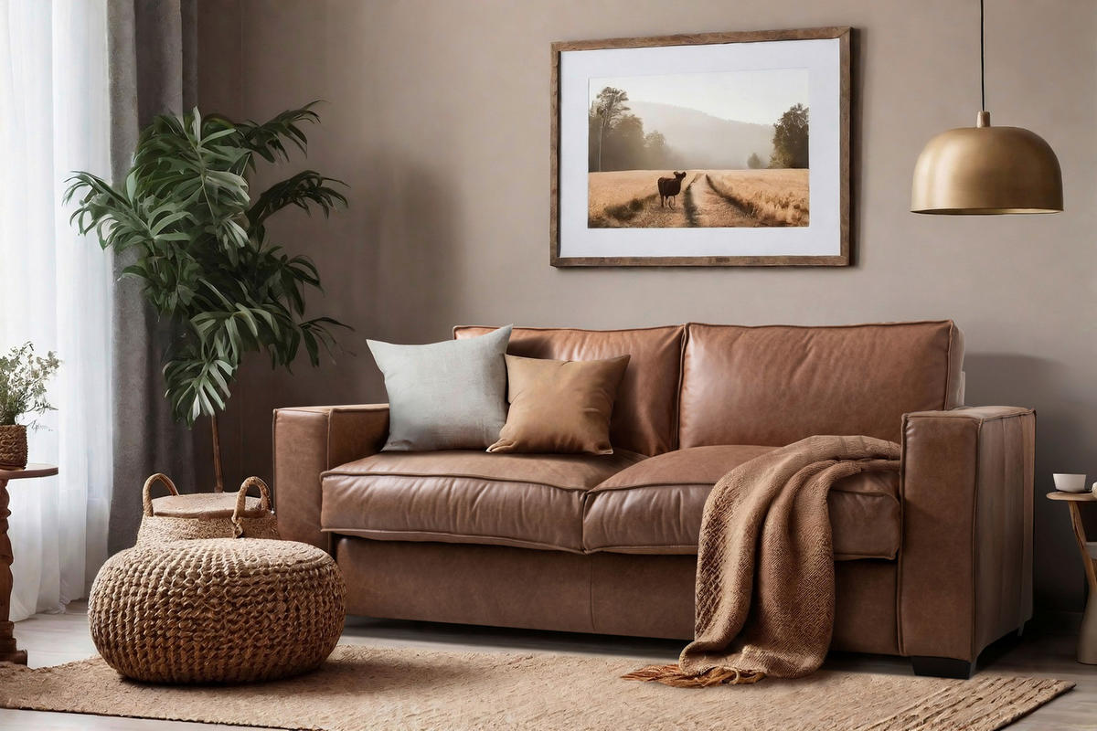 SCHLAFSOFA in Echtleder Cognac  - Cognac/Dunkelbraun, Design, Leder/Holz (203/85/99cm) - MID.YOU