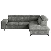 ECKSOFA Grau Chenille  - Schwarz/Grau, Textil/Metall (262/215cm) - MID.YOU