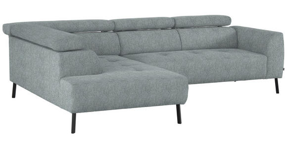 ECKSOFA in Webstoff Grau 205/280 cm - Schwarz/Grau, Design, Textil/Metall (205/280cm) - Xora