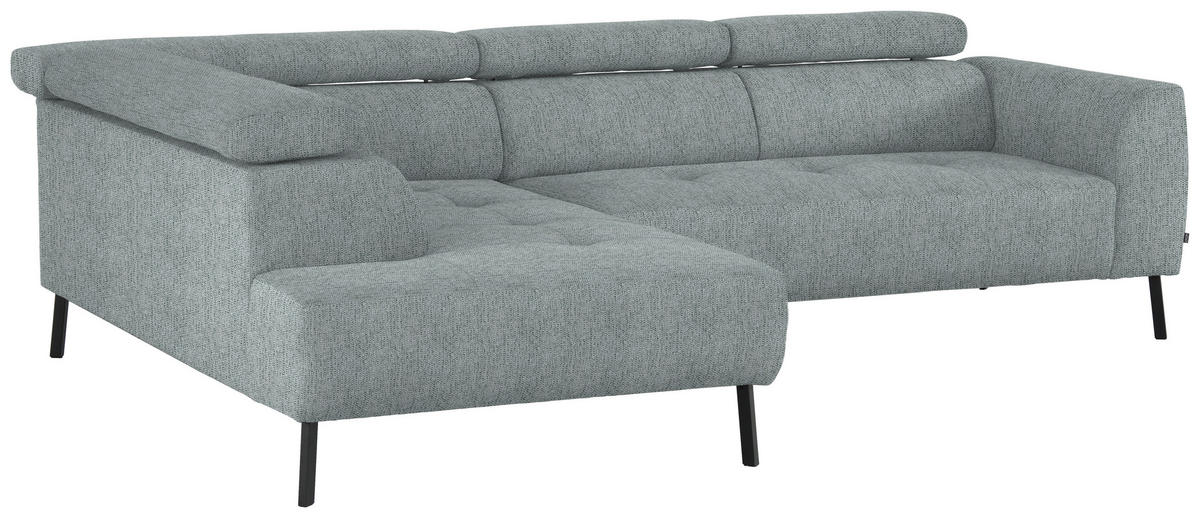 ECKSOFA in Webstoff Grau  205/280 cm  - Schwarz/Grau, Design, Textil/Metall (205/280cm) - Xora