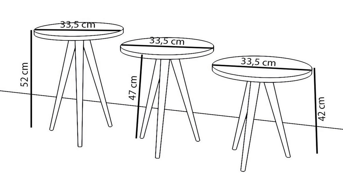 BEISTELLTISCHSET in Holzwerkstoff 34/34/42-47-52 cm  - Honigeiche/Weiss, Design, Holzwerkstoff (34/34/42-47-52cm) - MID.YOU