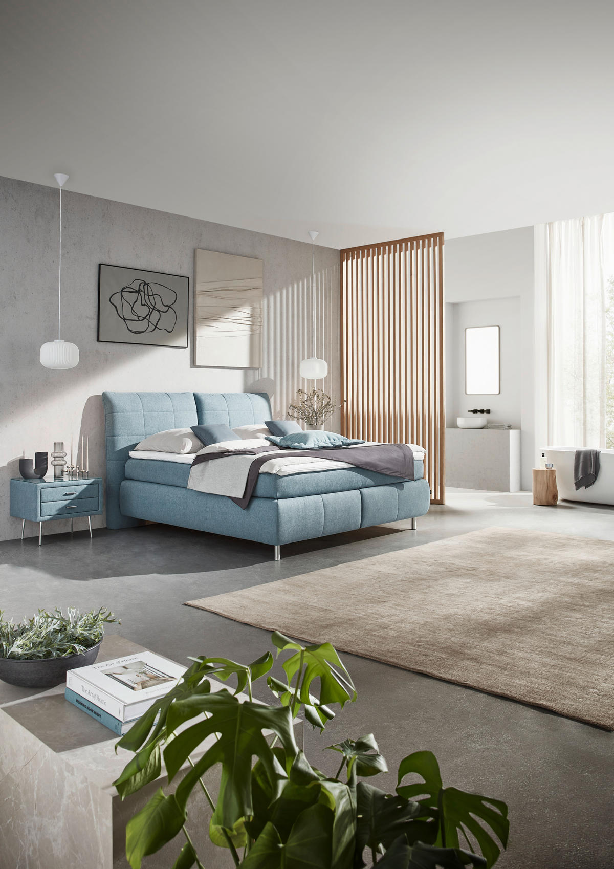 BOXSPRINGBETT 160/200 cm  in Hellblau  - Alufarben/Hellblau, KONVENTIONELL, Textil (160/200cm) - Dieter Knoll