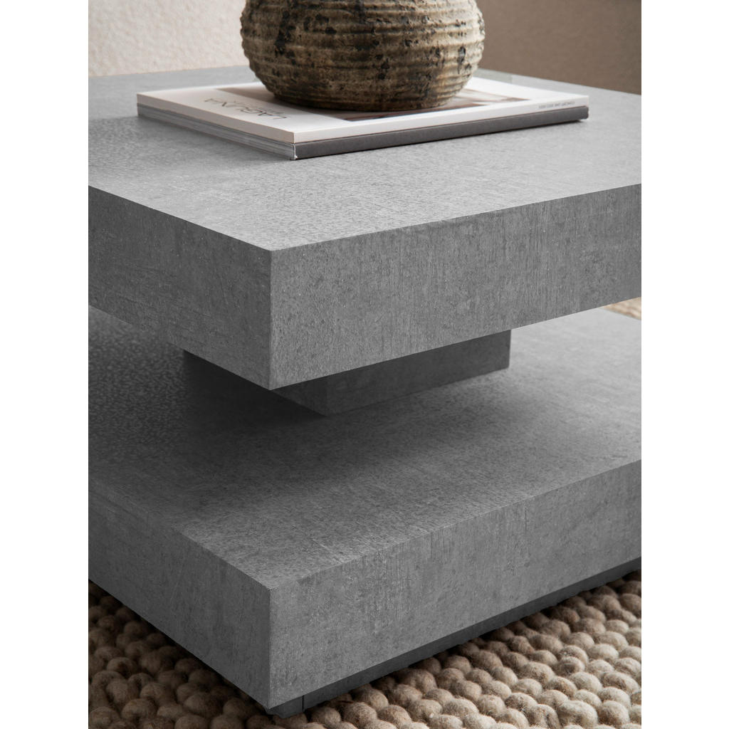 Thumbnail - Livetastic Couchtisch, Grau, Holzwerkstoff, Betonoptik, quadratisch, Sockel, 60x34x60 cm, einfacher Aufbau, Wohnzimmer, ...