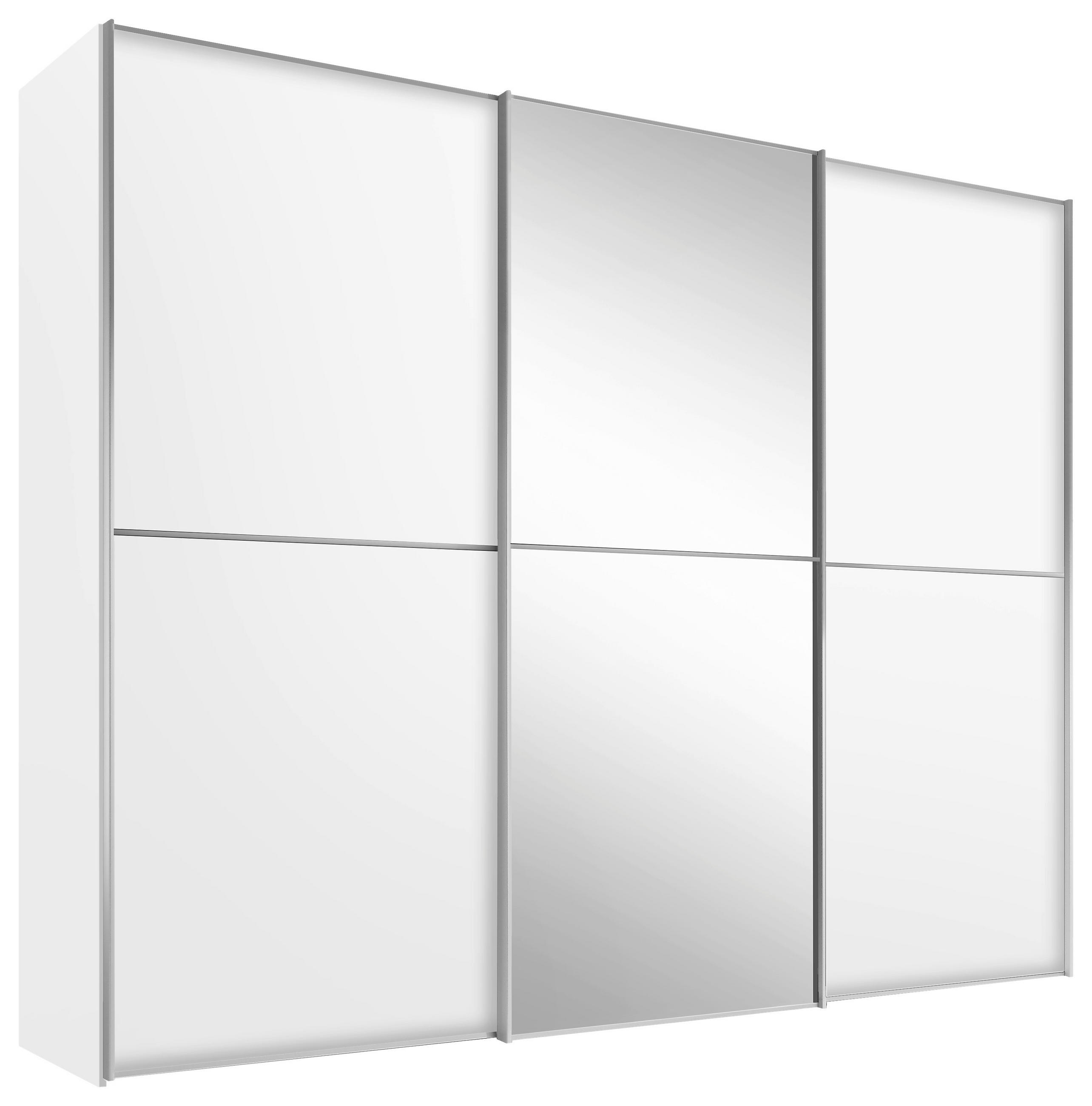 TOLÓAJTÓS SZEKRÉNY fehér  - alumínium színű/fehér, Design, faalapú anyag/Üveg (249/240/68cm) - Moderano