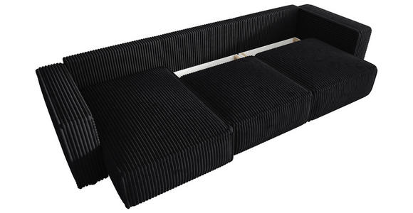 ECKSOFA Anthrazit Cord Zierkissen, Rückenkissen, Schlaffunktion, Rücken echt  - Anthrazit/Schwarz, MODERN, Kunststoff/Textil (350/168cm) - Xora