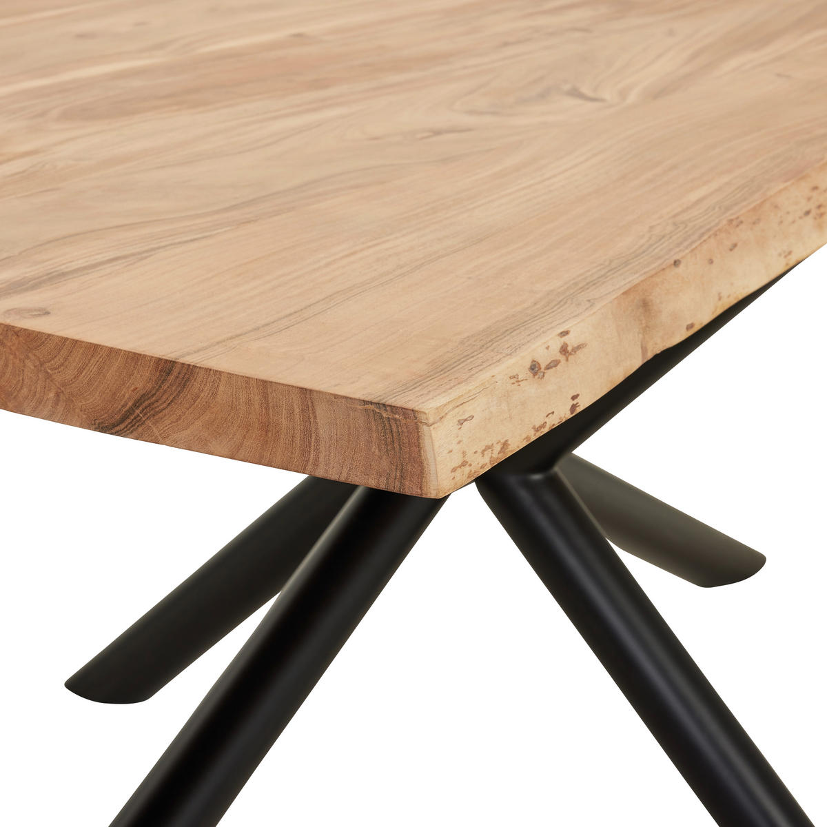 ESSTISCH in Holz, Metall 220/100/78 cm   - Schwarz/Akaziefarben, Romantik / Landhaus, Holz/Metall (220/100/78cm) - Landscape