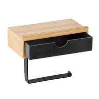 TOILETTENPAPIERHALTER - Schwarz/Naturfarben, Basics, Holz (18,5/14/10,5cm) - Wenko
