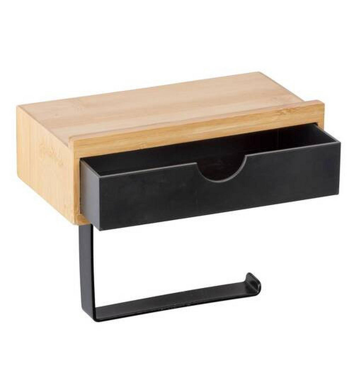 TOILETTENPAPIERHALTER - Schwarz/Naturfarben, Basics, Holz (18,5/14/10,5cm) - Wenko