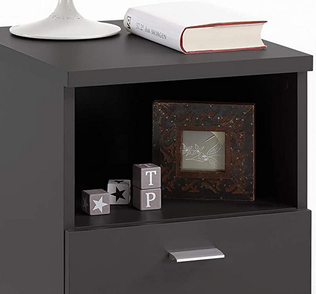 NACHTSCHRANK 35/62/40 cm  - Chromfarben/Schwarz, Basics, Holzwerkstoff/Kunststoff (35/62/40cm) - Carryhome
