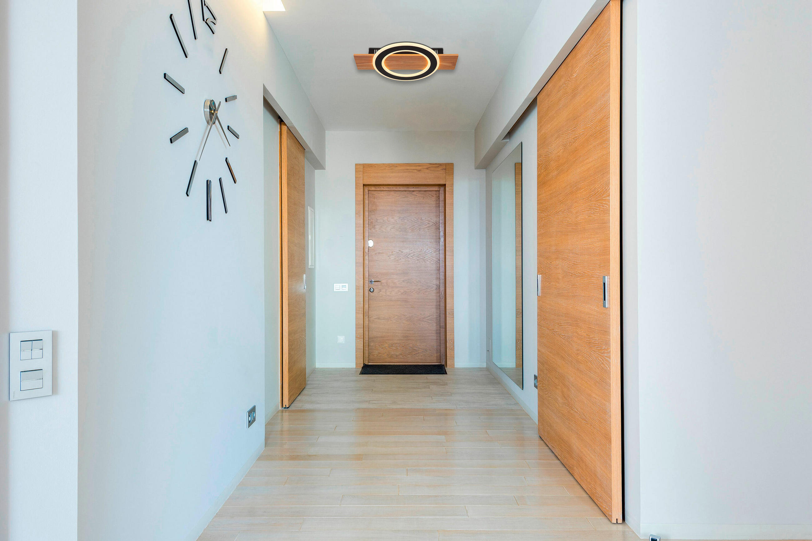 LED-DECKENLEUCHTE    44/29/5,2 cm  - Dunkelbraun/Opal, Natur, Kunststoff/Metall (44/29/5,2cm) - Globo