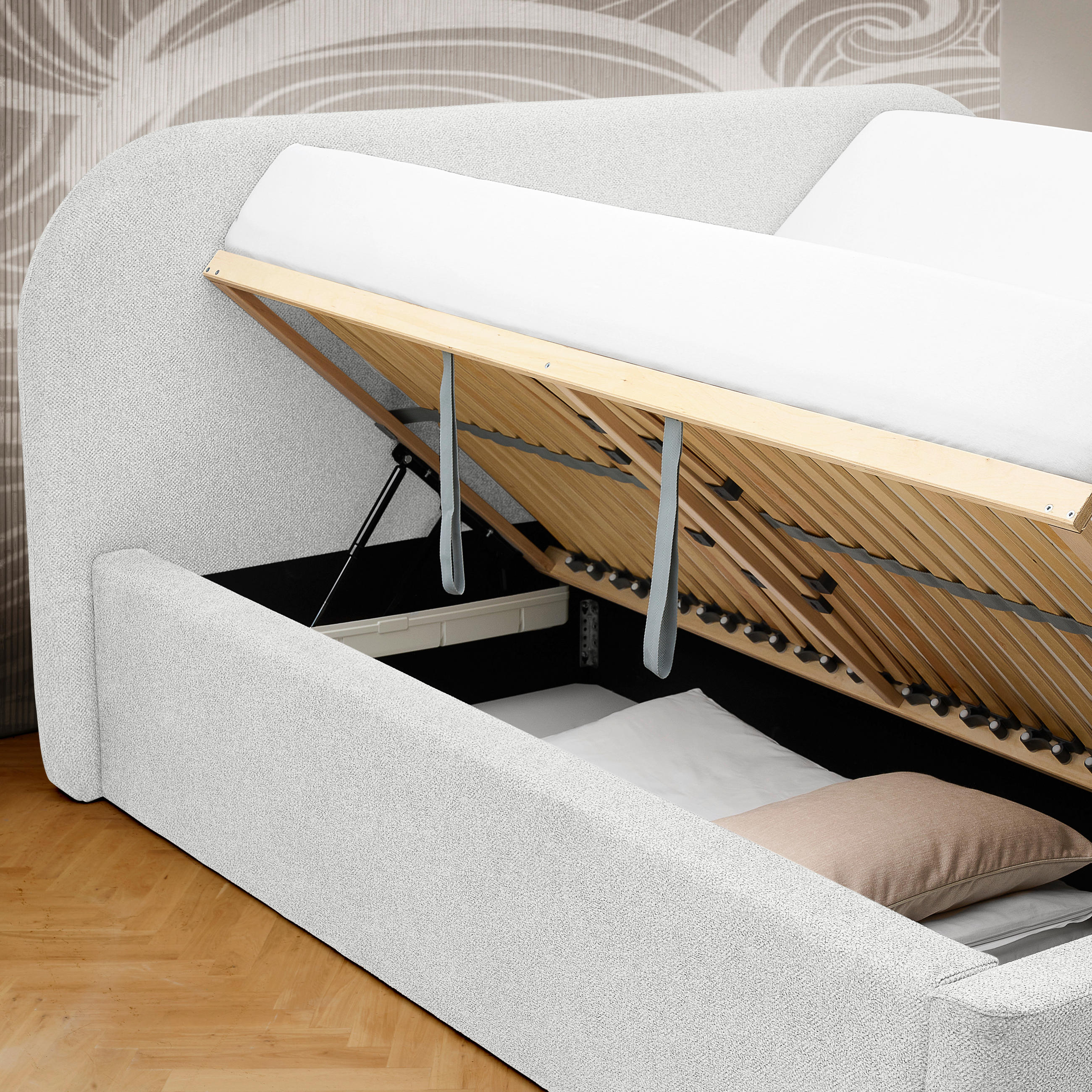 POLSTERBETT 160/200 cm  in Creme  - Creme/Schwarz, Design, Holz/Textil (160/200cm) - Boxxx