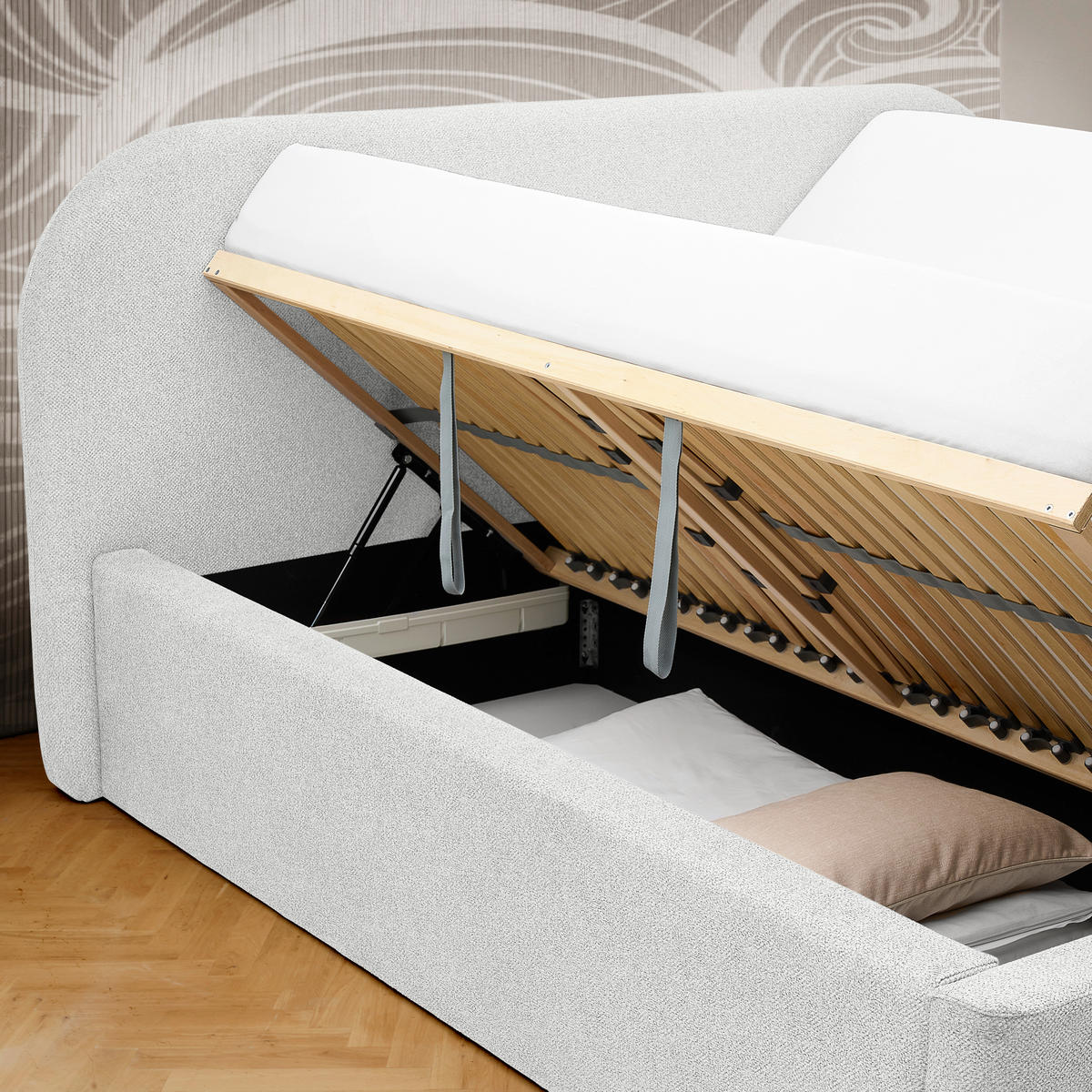 POLSTERBETT 180/200 cm  in Creme  - Creme/Schwarz, Design, Holz/Textil (180/200cm) - Boxxx