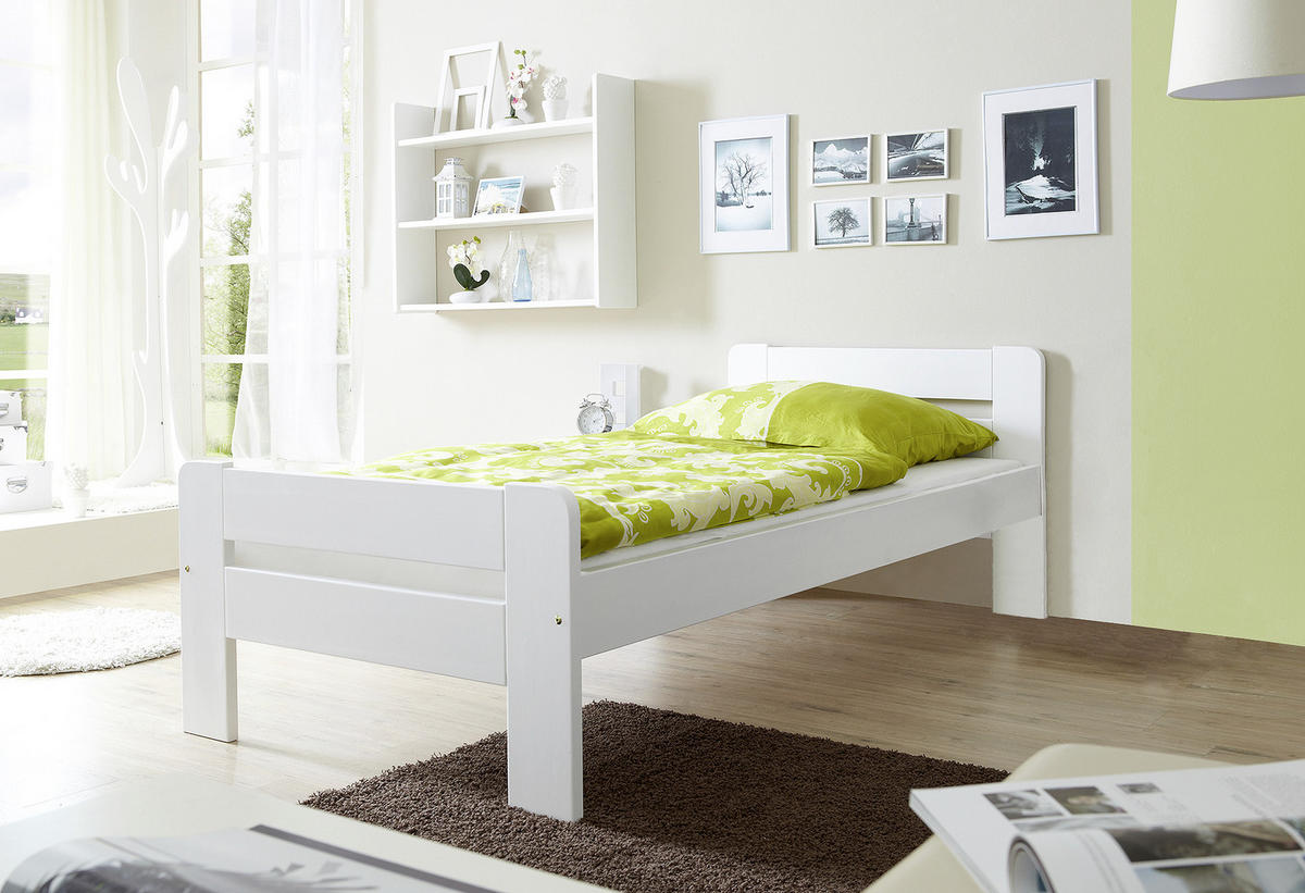 BETT 90/200 cm  in Weiß  - Weiß, Natur, Holz (90/200cm) - MID.YOU