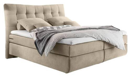 BOXSPRINGBETT 180/200 cm  in Sandfarben  - Sandfarben/Schwarz, Design, Kunststoff/Textil (180/200cm) - Esposa