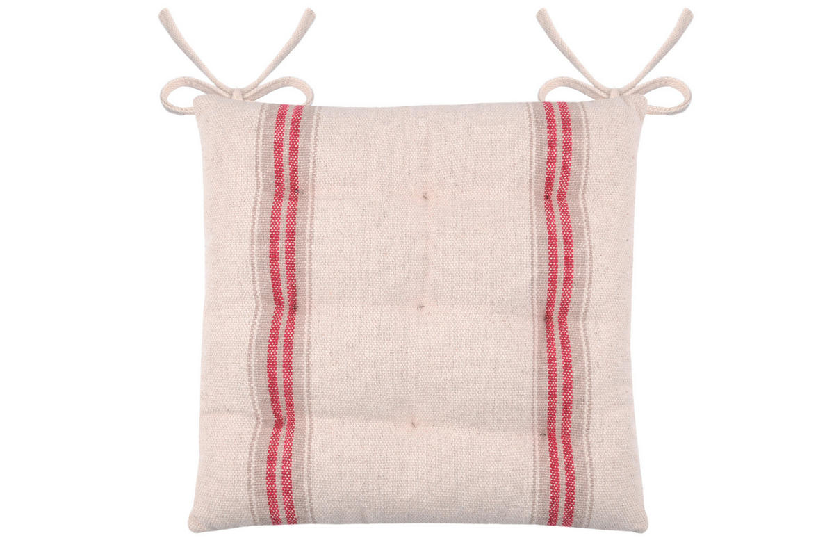 JASTUK ZA STOLICU SA NASLONOM   40/40 cm   - bela/crvena, Osnovno, tekstil (40/40cm)