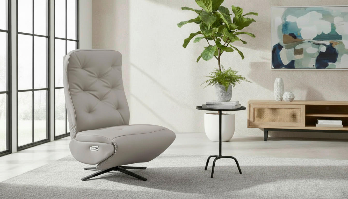 RELAXSESSEL NORA Lederlook, Mikrofaser    - Schwarz/Grau, Design, Textil/Metall (68/113/84cm) - Livetastic
