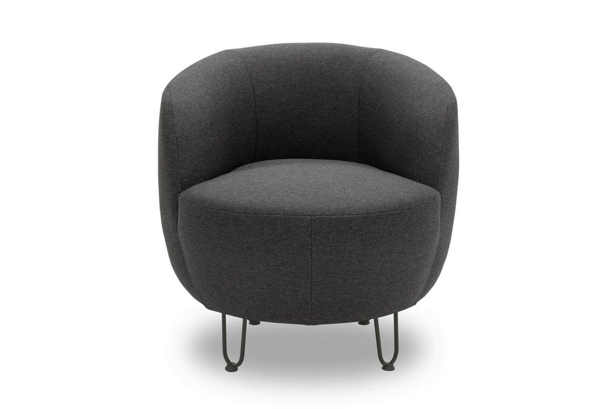 SESSEL Webstoff Grau    - Schwarz/Grau, Design, Textil/Metall (72/74/76cm) - MID.YOU