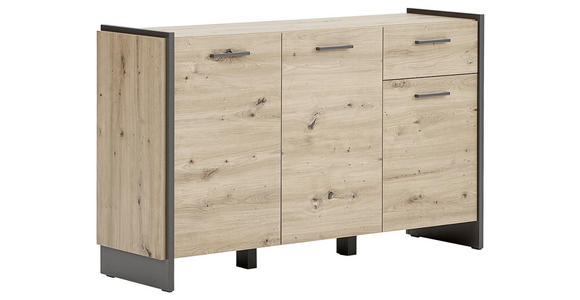 SIDEBOARD 141,8/86,01/41,3 cm  - Eichefarben/Grau, Trend, Holzwerkstoff/Kunststoff (141,8/86,01/41,3cm) - Hom`in