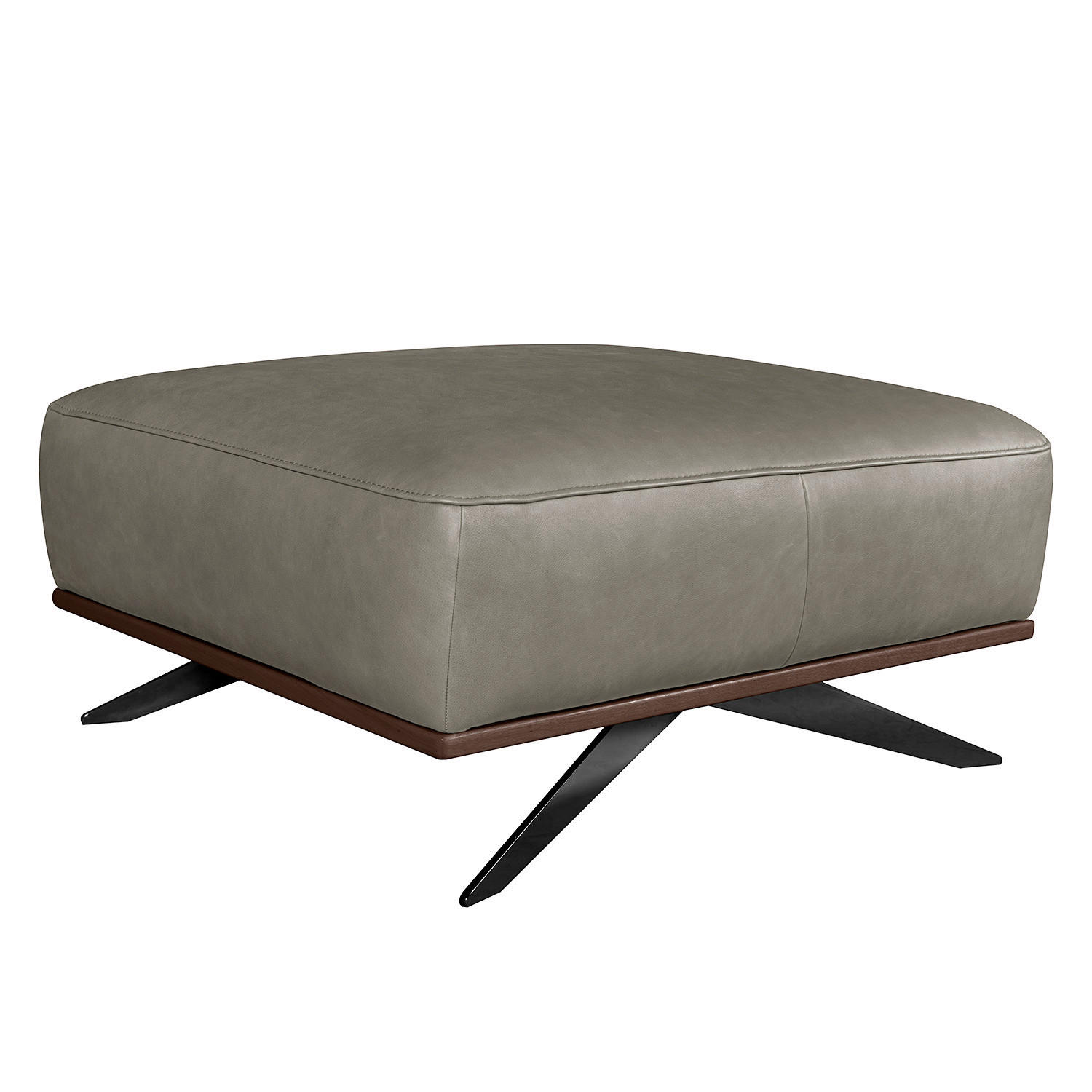 HOCKER Echtleder Cognac  - Cognac/Schwarz, Design, Leder/Metall (95/46/80cm) - Livetastic