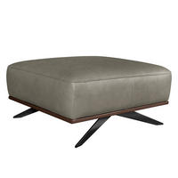HOCKER Echtleder Cognac  - Cognac/Schwarz, Design, Leder/Metall (95/46/80cm) - Livetastic