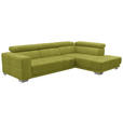 ECKSOFA in Chenille Hellgrün  301/207 cm  - Chromfarben/Hellgrün, Design, Textil (301/207cm) - Xora