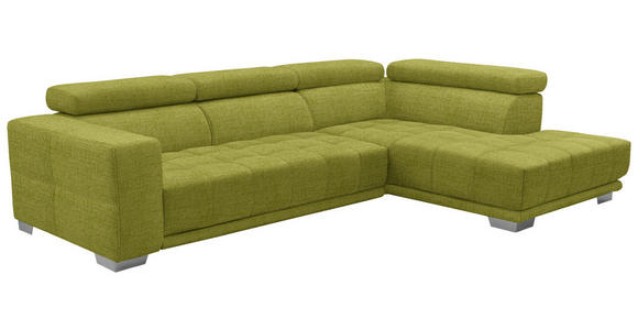 ECKSOFA in Chenille Hellgrün  301/207 cm  - Chromfarben/Hellgrün, Design, Textil (301/207cm) - Xora