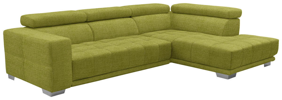 ECKSOFA in Chenille Hellgrün  - Chromfarben/Hellgrün, Design, Textil (301/207cm) - Xora