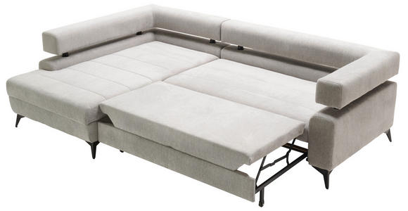 ECKSOFA in Chenille Hellgrau  - Hellgrau/Schwarz, KONVENTIONELL, Textil/Metall (184/265cm) - Hom`in