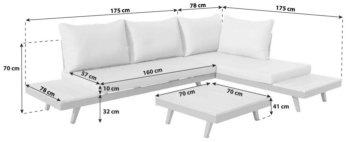 ENSEMBLE LOUNGE  175/175 cm   - Anthrazit/Silberfarben, Basics, Holz/Textil (175/175cm) - Gardenson