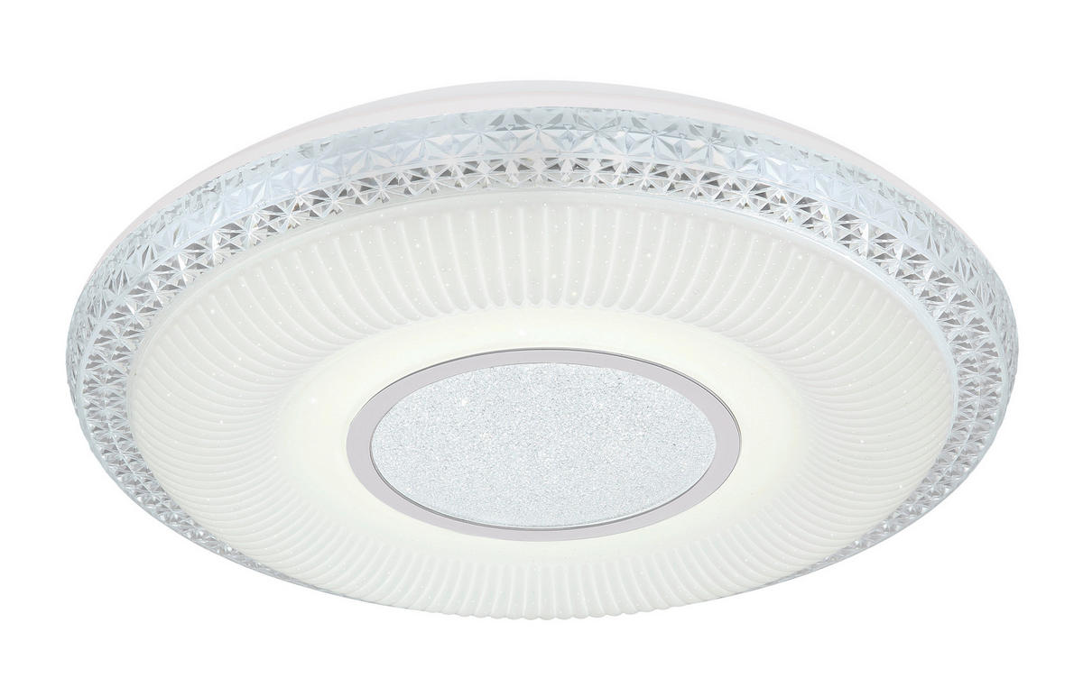 LED-DECKENLEUCHTE KLEMENS 50/9 cm   - Chromfarben/Opal, KONVENTIONELL, Kunststoff/Metall (50/9cm) - Globo