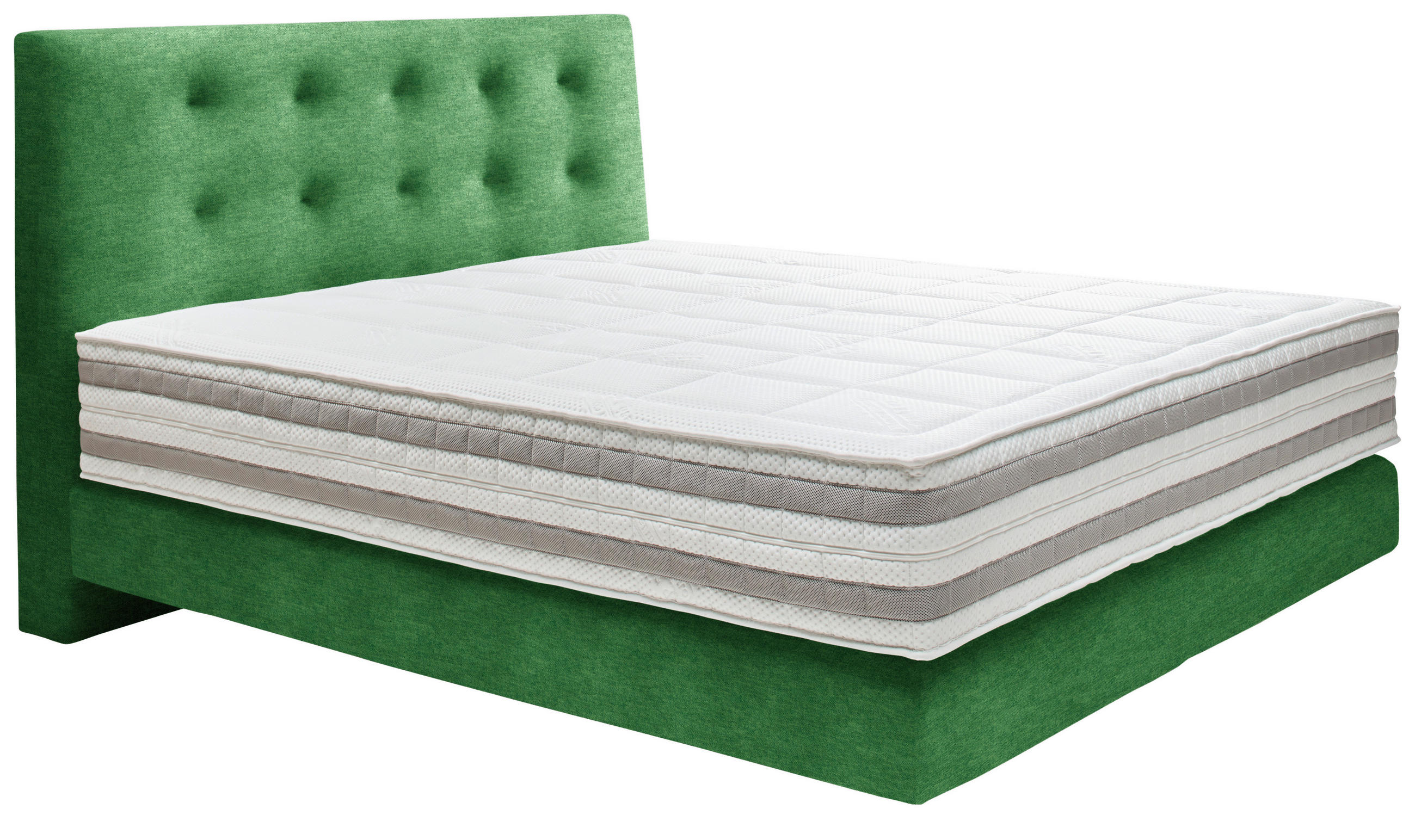 BOXSPRINGBETT 160/200 cm  Grün  - Grün, Konventionell, Holz/Textil (160/200cm) - Dieter Knoll