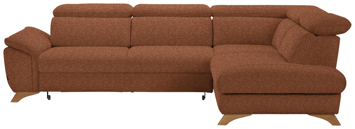 ECKSOFA in Bouclé Cognac  - Eichefarben/Cognac, Modern, Holz/Textil (287/212cm) - Valnatura
