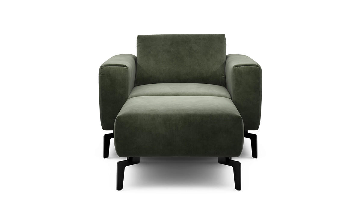 Sessel inkl. Hocker in Samt Waldgrün  - Waldgrün/Schwarz, Design, Textil/Metall (110/85/86-94cm) - SENSOO