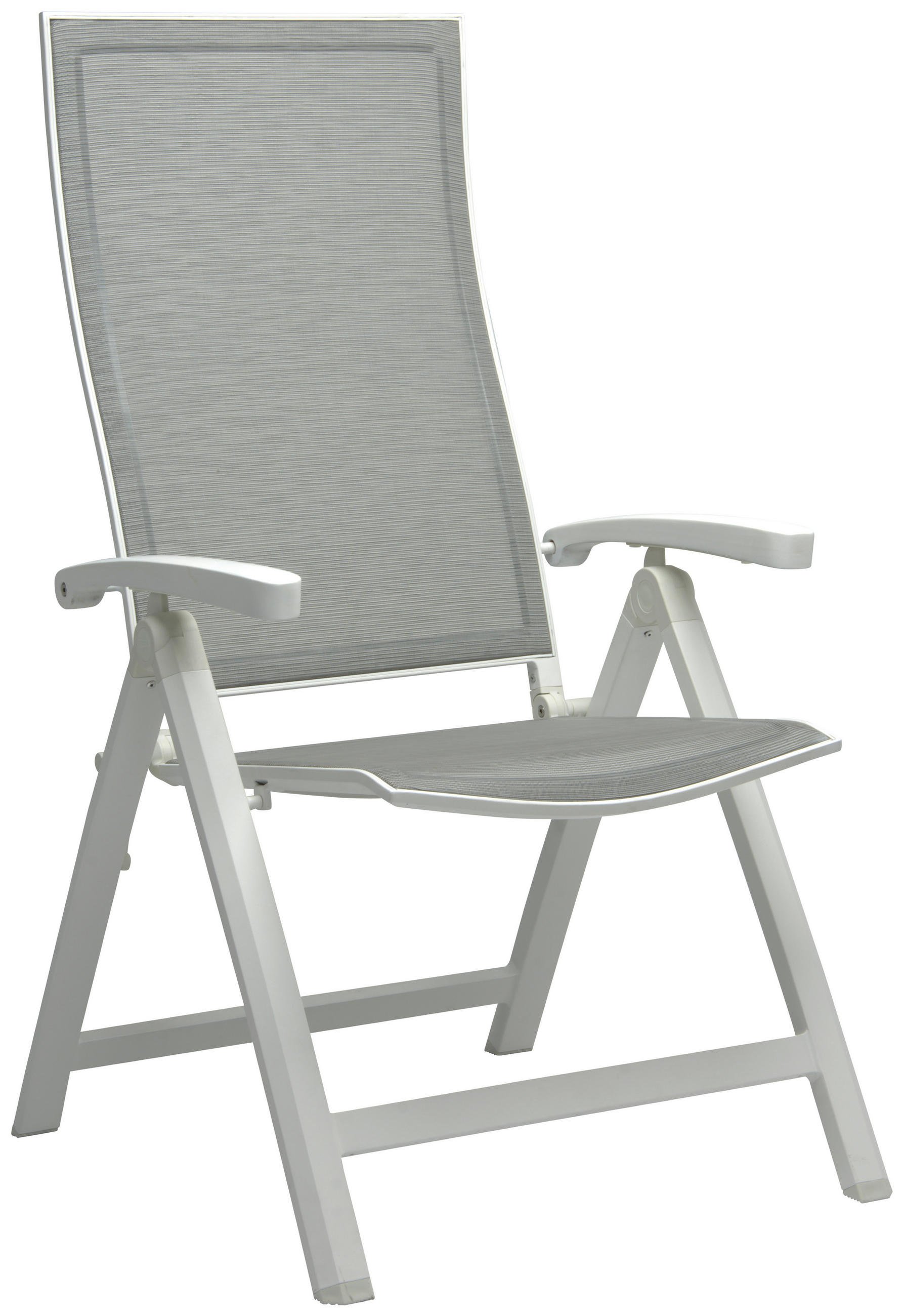 GARTENKLAPPSESSEL Aluminium Silberfarben, Weiß  - Silberfarben/Weiß, Basics, Textil/Metall (63/114,5/71cm) - Stern
