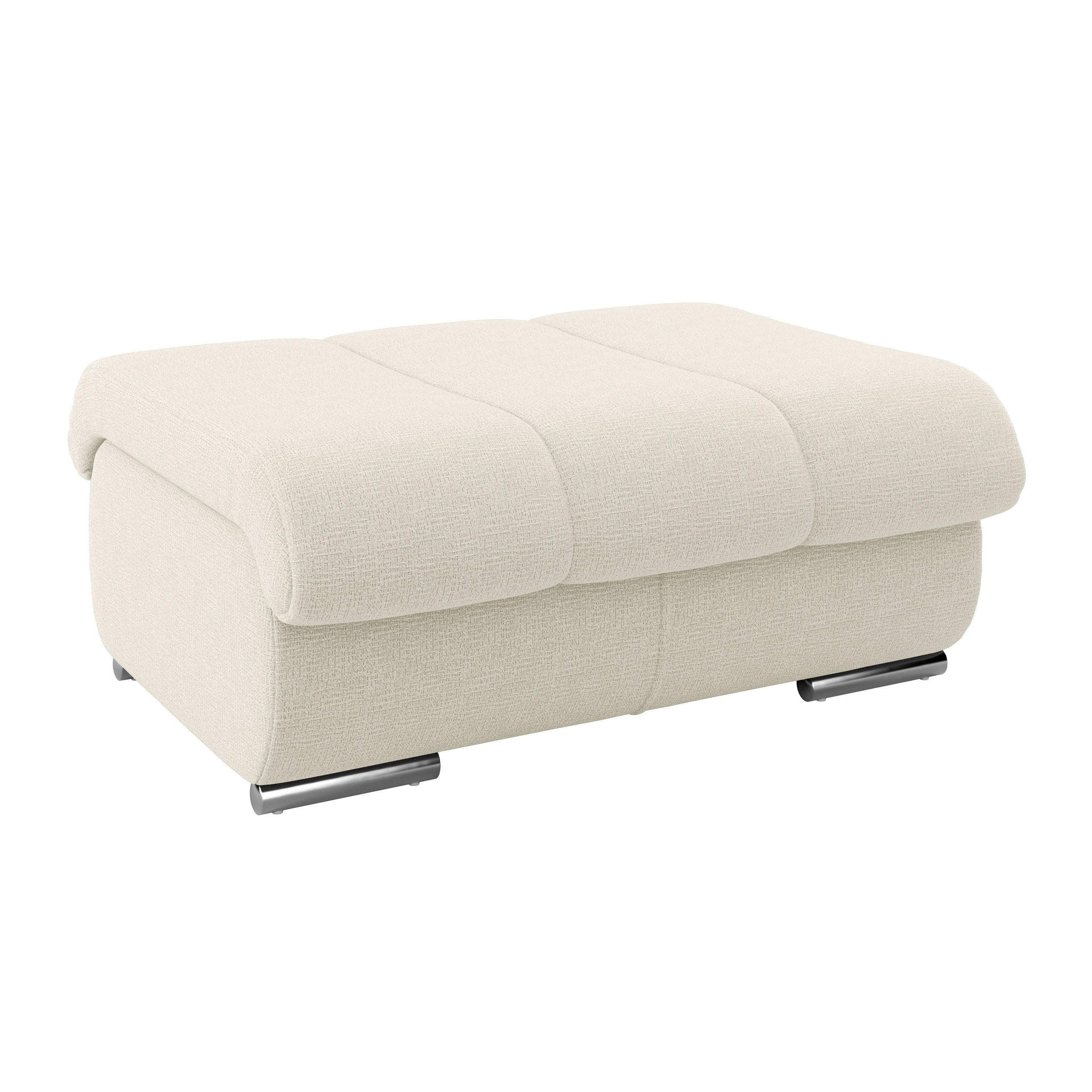 HOCKER Textil Elfenbein  - Chromfarben/Elfenbein, Modern, Textil/Metall (100/43/80cm) - Livetastic