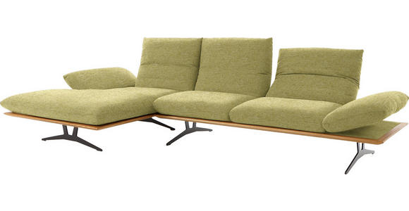 ECKSOFA in Flachgewebe Limette  - Limette/Schwarz, Design, Holz/Textil (159/314cm) - Dieter Knoll