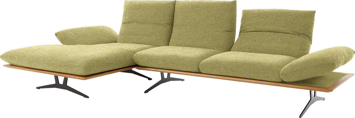 ECKSOFA in Flachgewebe Limette  159/314 cm  - Limette/Schwarz, Design, Holz/Textil (159/314cm) - Dieter Knoll