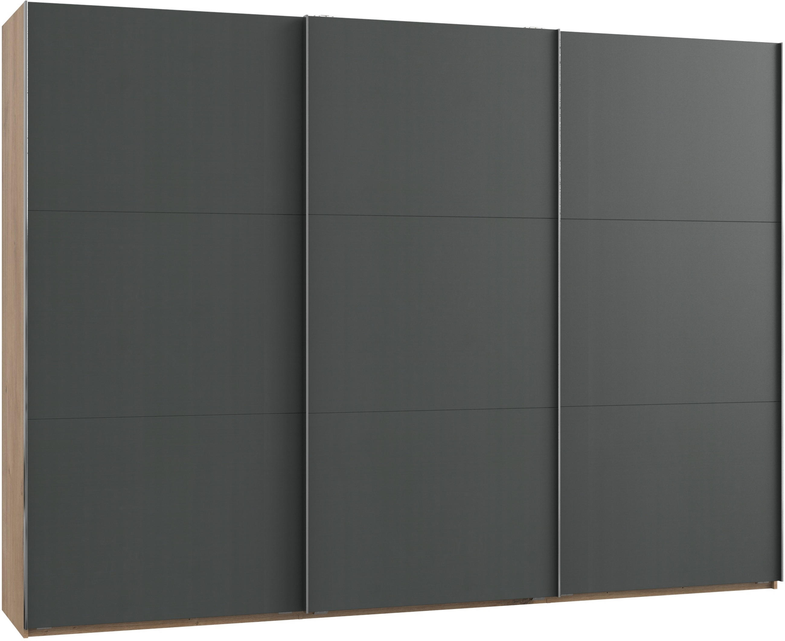 SCHWEBETÜRENSCHRANK 300/216/65 cm 3-türig Graphitfarben, Eichefarben  - Chromfarben/Eichefarben, MODERN, Holzwerkstoff (300/216/65cm) - MID.YOU