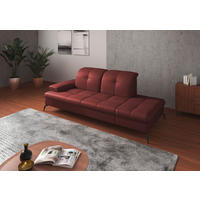 RÉCAMIERE in Echtleder Rotbraun  - Rotbraun/Schwarz, Konventionell, Leder/Metall (231/90/122cm) - Sit & More