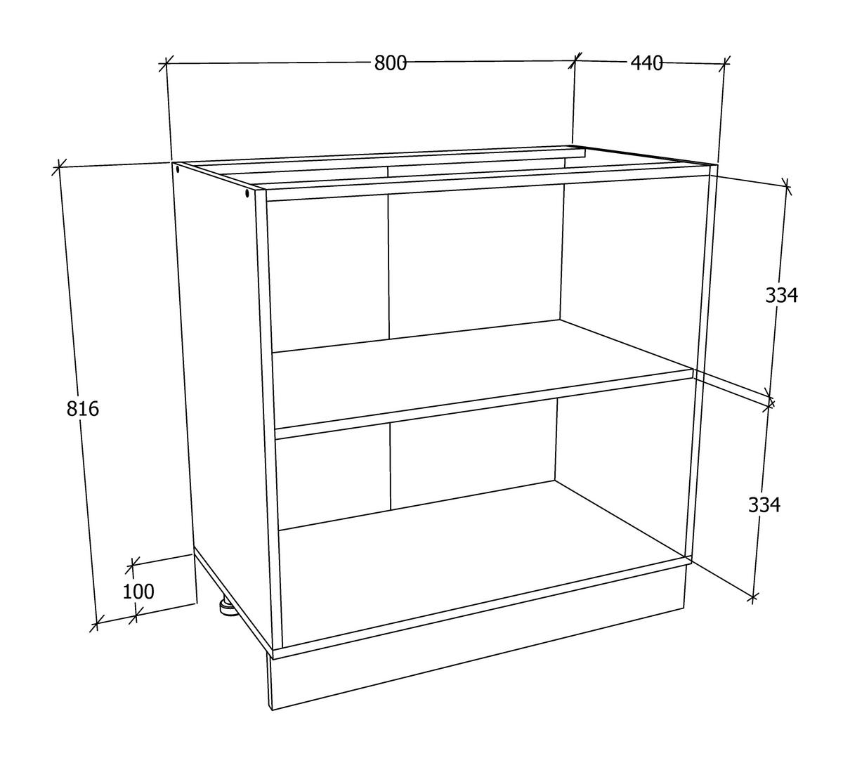 BÄNKSKÅP 80/82/46 cm  i vit  - vit/Sonoma ek, Klassisk, metall/trämaterial (80/82/46cm) - MID.YOU