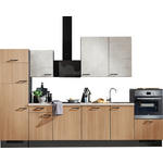 KÜCHENLEERBLOCK 340 cm   in Grau, Weiß, Eichefarben  - Eichefarben/Schwarz, Design, Holzwerkstoff/Metall (340cm) - Xora