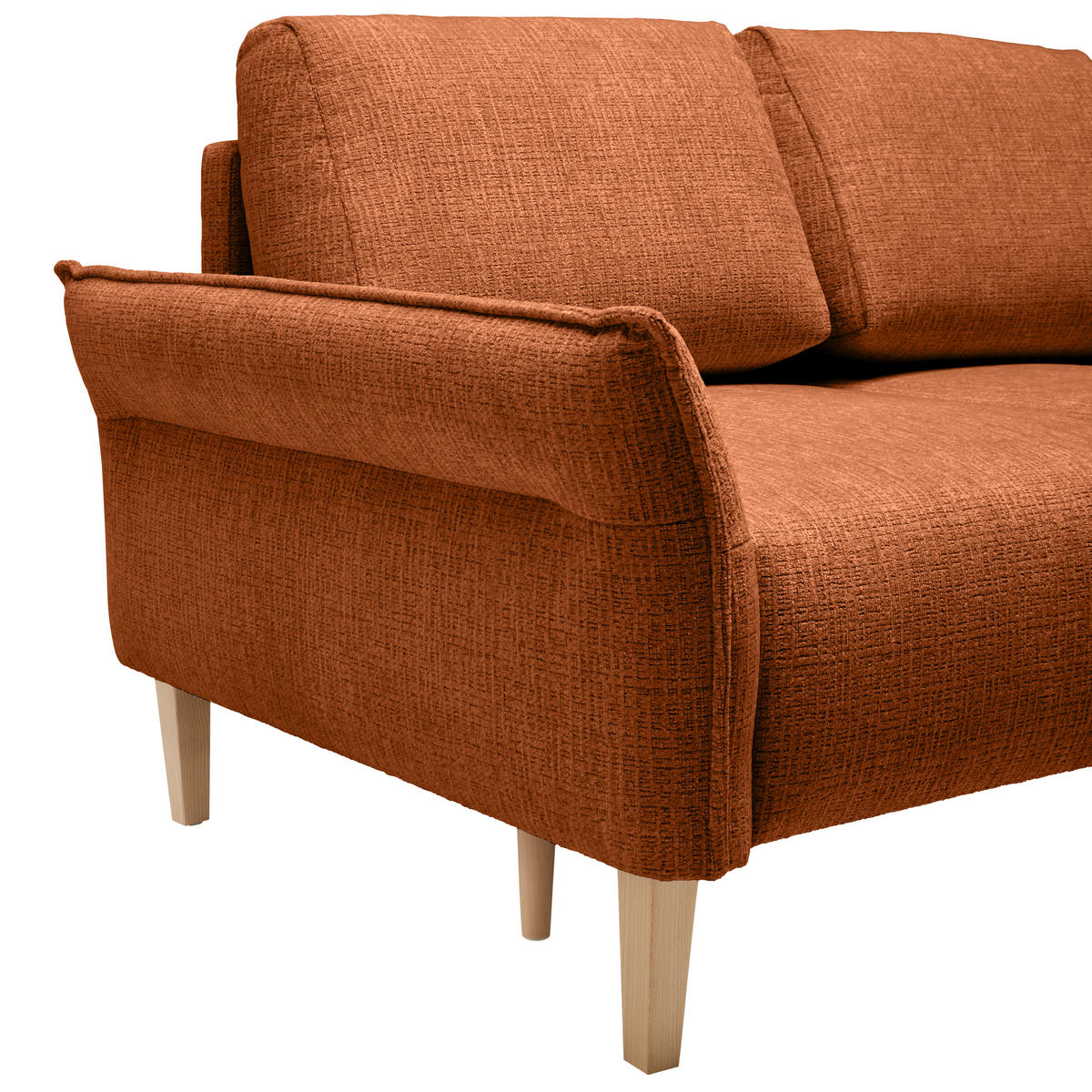 2-SITZER-SOFA in Webstoff Terracotta  - Eichefarben/Terracotta, Modern, Holz/Textil (150/85/92cm) - MID.YOU