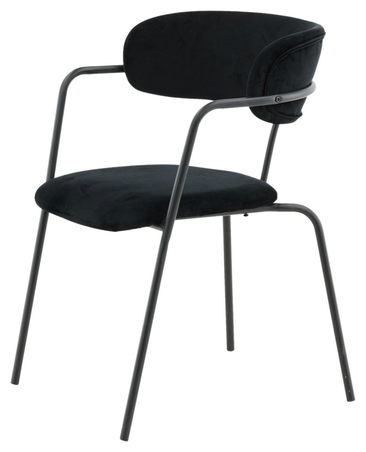 STUHL-SET 2 Stück  in Stahl Samt  - Schwarz, Design, Textil/Metall (58/79/61cm) - Livetastic